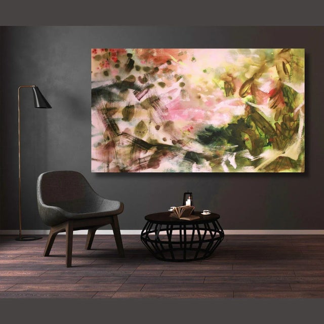 Contemporary Jigsaw | Large Pink & Green Abstract Painting on Canvas | Mel Rea For Sale - Image 3 of 8