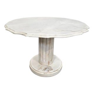 Neoclassic White Drapery Marble Side or Coffee Table, Italy For Sale