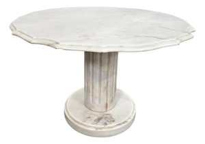Neoclassic White Drapery Marble Side or Coffee Table, Italy