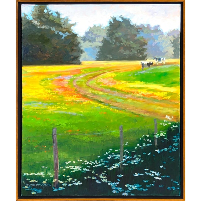 Nancy Paris Pruden "Cows Coming Home" Contemporary Naturalistic Pastoral Landscape Nature Painting, 2020s For Sale