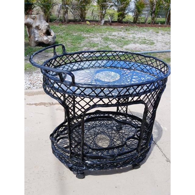 1960s Russell Woodard Mid Century Spun Fiberglass Rolling Bar Cart or Tea Cart For Sale - Image 13 of 13