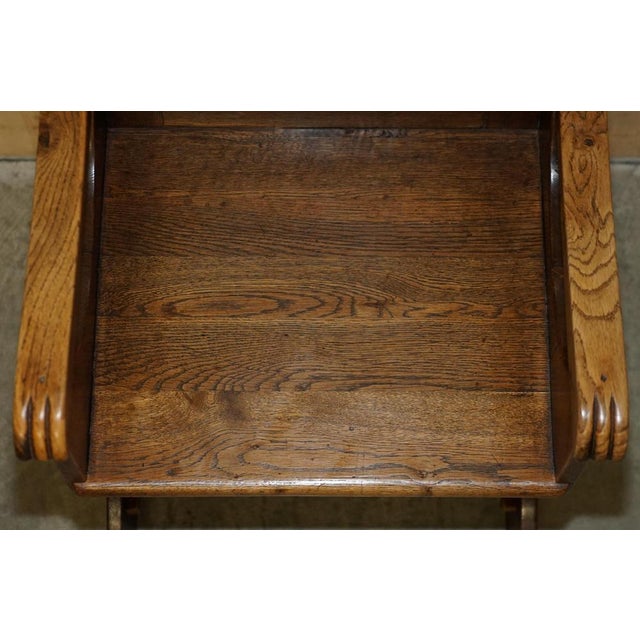 Set of Antique English Carved Oak Armchairs with Armorial Crest Coat of Arms, 1860 For Sale - Image 14 of 18