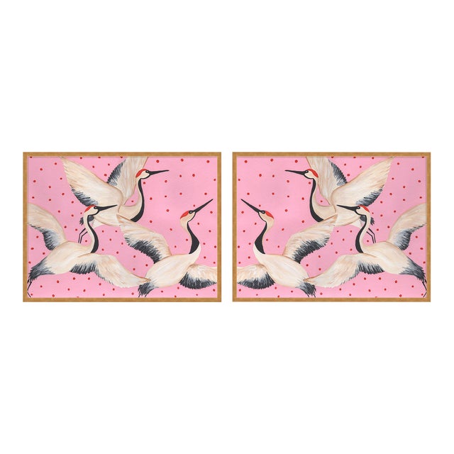 Babette, Cleo & Estelle Diptych by Willa Heart in Gold Framed Paper, Small Art Print For Sale
