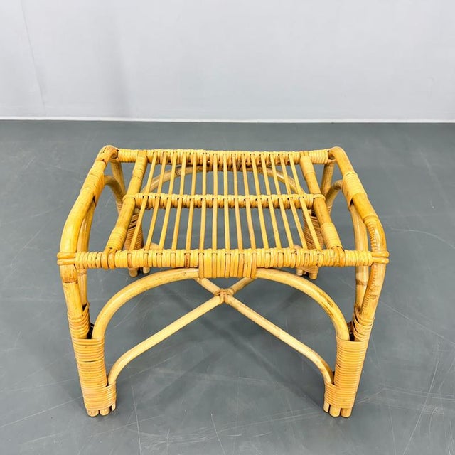 Mid-Century Modern Czechoslovakian Rattan Stool, 1970s For Sale - Image 3 of 11