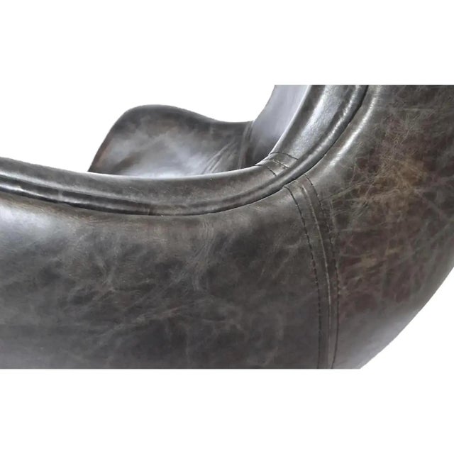 Charcoal Vintage Mid-Century Modern Leather Chair For Sale - Image 8 of 8