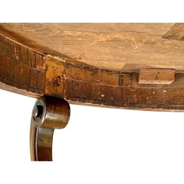 Tan Italian Marquetry Inlaid Round Center Table For Sale - Image 8 of 11