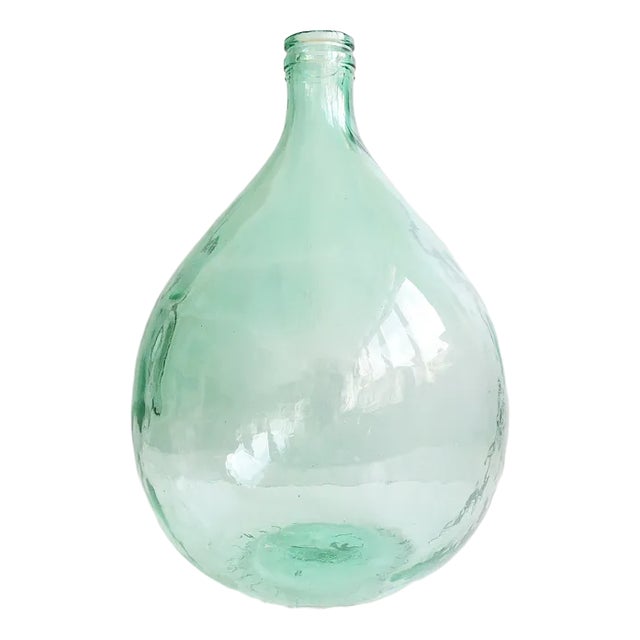 Vintage Light Green Glass Balloon Bottle, 1950s For Sale