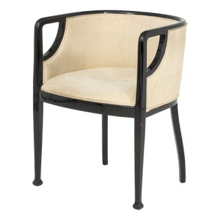 Art Deco Black Lacquered Tub Chair, Ca. 1920 For Sale