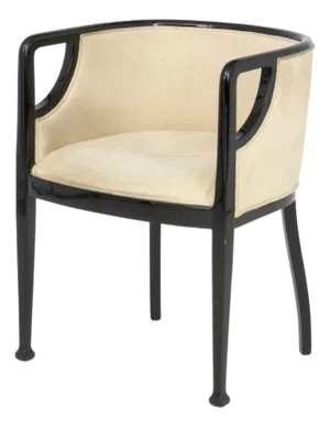 Art Deco Black Lacquered Tub Chair, Circa 1920
