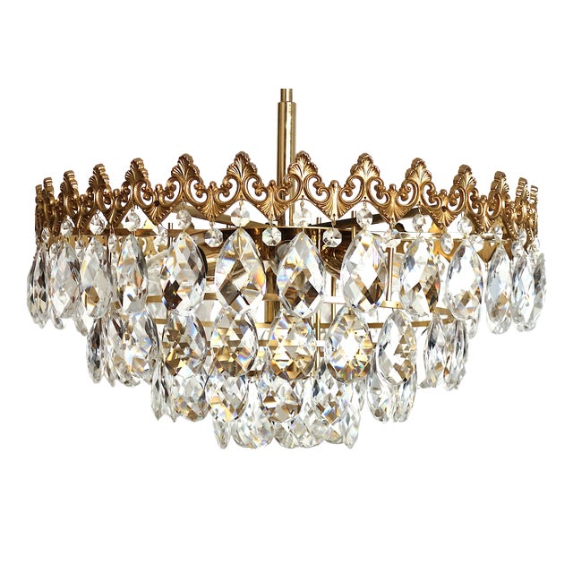 Vienna Brass-Lead Crystal Seven Light Chandelier from Bakalowits, 1960s For Sale
