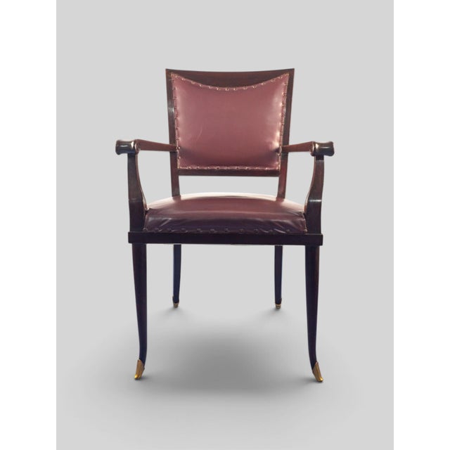 Maroon Mid-Century Italian Leather Desk Armchair by Vittorio Dassi, 1950s For Sale - Image 8 of 16