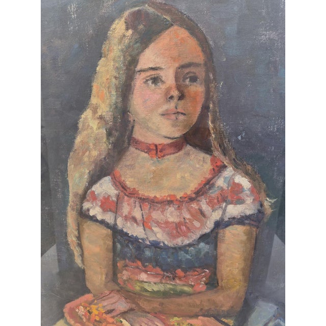 Mid-Century Modern Mid-Century Heritage Portrait of a Girl in a Gown For Sale - Image 3 of 7