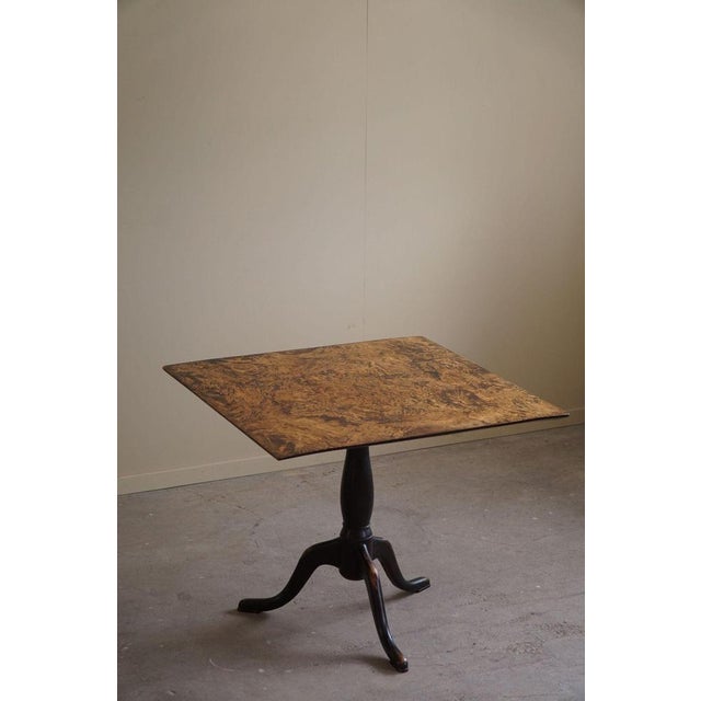 Antique Square Drop Leaf Table in Burl Wood For Sale - Image 12 of 18