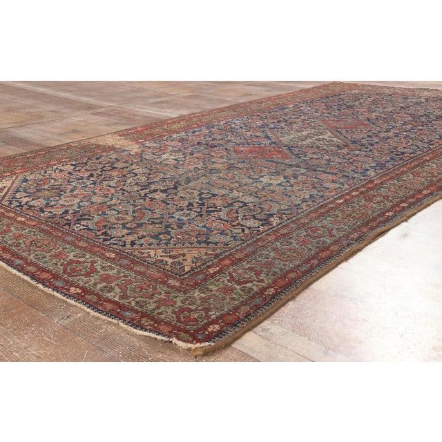 Navy Blue 1880s Antique-Worn Persian Farahan Rug, 05'00 X 10'00 For Sale - Image 8 of 9