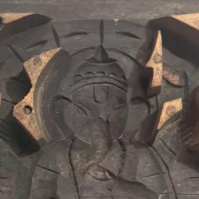 Mid-Century Modern Ganesh Wood Wall Art 1 / 2 For Sale - Image 3 of 9