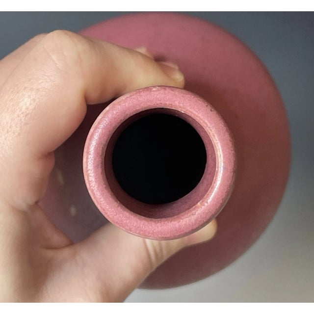 Dark Pink Antique Arts & Crafts Era Mulberry Fulper Glazed Art Pottery Vase Early 20th C. For Sale - Image 8 of 10