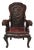 Antique Japanese Export Carved Hardwood Foo Dog Figural Throne Desk Arm Chair For Sale