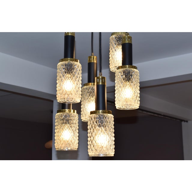 1960's 6 Light Glass Pendant by Stilnovo For Sale - Image 9 of 12