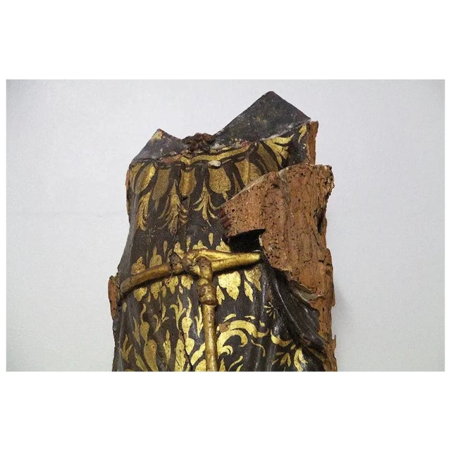 17th Century Antique Indo-Portuguese, Baroque Gold Leaf Fragment of Saint Anthony of Padua For Sale - Image 5 of 9