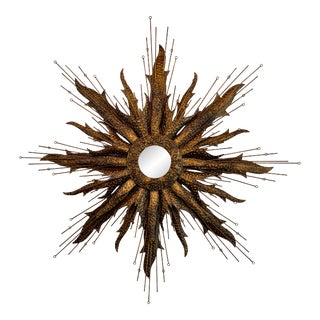 1970's Brutalist Starburst Mirror For Sale