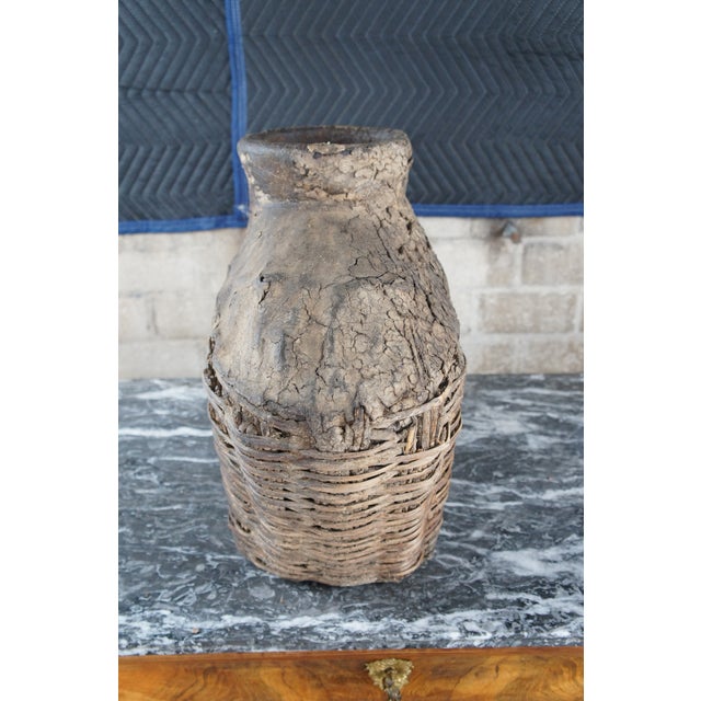 Wood Early 20th Century Antique Chinese Woven Willow Oil Container Jar For Sale - Image 7 of 9