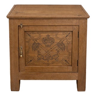 Antique Oak Side Cabinet with Carved Motifs, 1890s For Sale