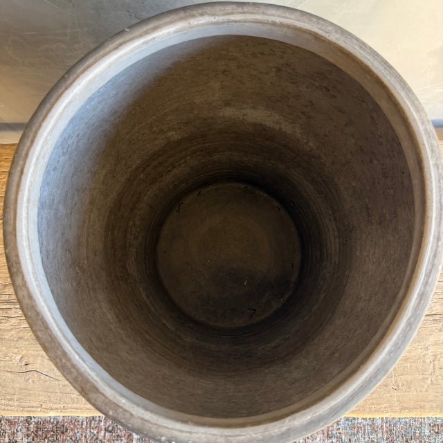 Late 20th Century Vintage Clay Pottery in Matte Gray With Patina Large Size For Sale - Image 5 of 5