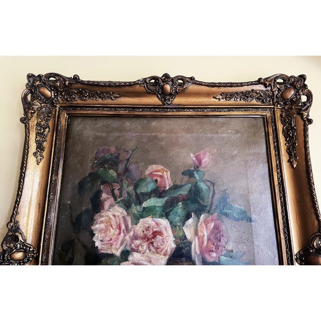 Flowers in a Vase, 1900, Oil on Canvas, Framed For Sale - Image 13 of 17