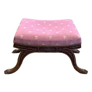 20th Century Neoclassical Paw Foot Detail Footstool For Sale