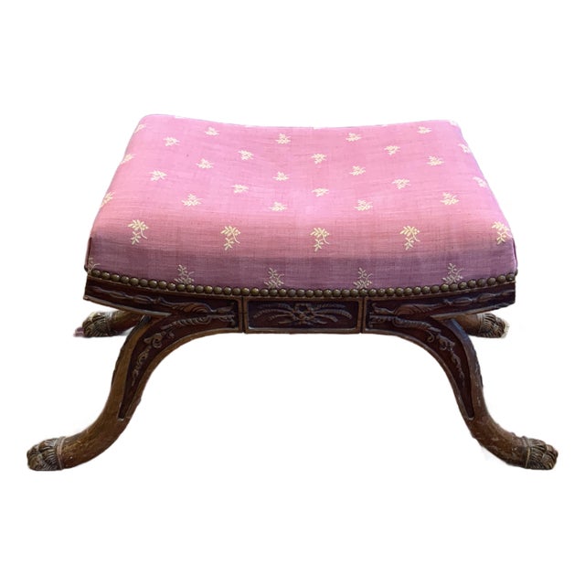 20th Century Neoclassical Paw Foot Detail Footstool For Sale
