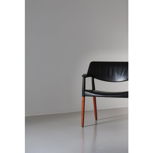 Set of Danish Modern Armchairs in Teakwood & Leather attributed to Larsen & Bender Madsen, 1950s For Sale - Image 15 of 18