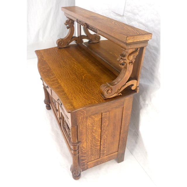 Victorian Lions Heads Mirrored Backsplash Fine Carved Oak Sideboard MINT! For Sale - Image 6 of 18