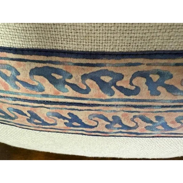 Pair of Petite Linen Pillows With Authentic Vintage Fortuny Stripe $450per Set Estimate: $880 - $1,320 For Sale In Los Angeles - Image 6 of 6