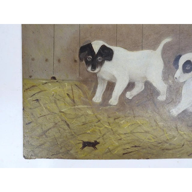 1903 Folk Art Puppy Dogs and Mouse Painting For Sale - Image 4 of 7