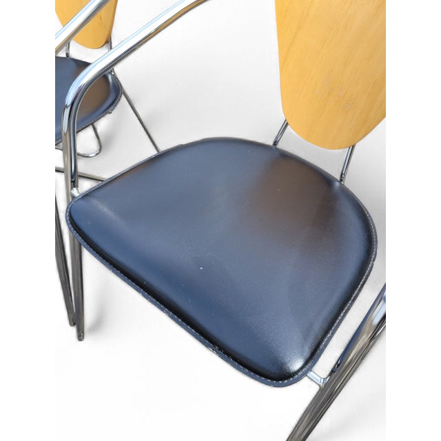 Italian Postmodern Chrome, Bentwood and Black Leather Dining Chairs from Effezeta, 1980s, Set of 4 For Sale - Image 9 of 18