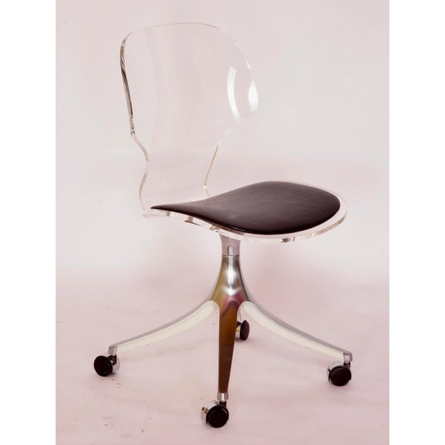 1970s 1970s Lucite and Aluminum Based Swivel Office Chair by Hill Manufacturing For Sale - Image 5 of 12