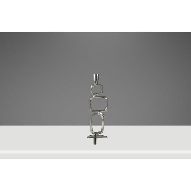 Mid-Century Modern Mid-Century Modern Brutalist Candlestick Holder in Solid Aluminum Attributed to Matthew Hilton, United Kingdom, C. 1980s For Sale - Image 3 of 13