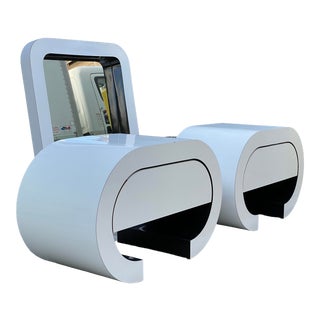 1980s Postmodern Karl Springer Style Scroll Nightstands - a Pair For Sale