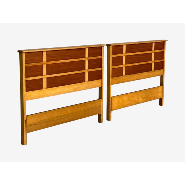 Wood Paul Frankl, Rare Twin Headboards, Mahogany, Rock Maple, Usa, 1950s For Sale - Image 7 of 9