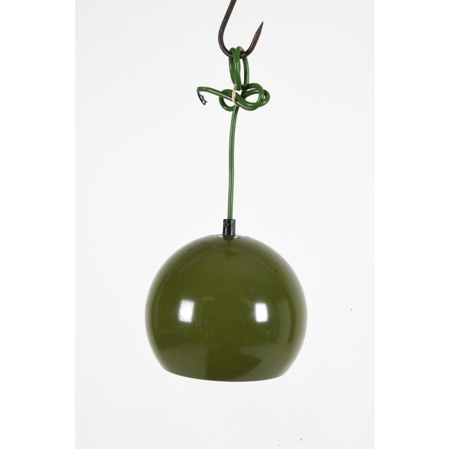 1960s Danish Olive Green Globe Pendant Lights Attributed to Es Horn- A Pair For Sale In Miami - Image 6 of 9