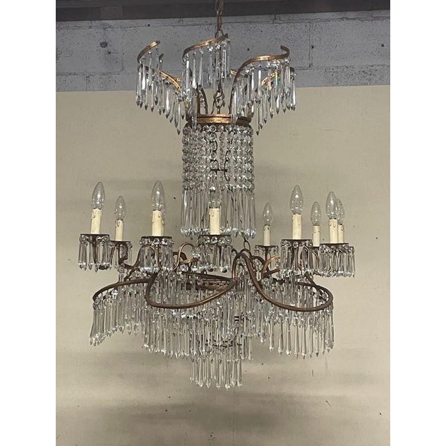 Neo-Classical Glass and Bronze Cascade Chandelier in the style of K.F. Schinkel, 1890s For Sale - Image 16 of 18