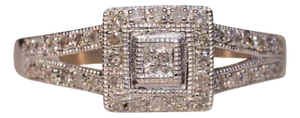 The Paradise Lane: Contemporary Square Halo Natural Diamond Ring