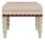 Bunny Williams Home Red Tape Stool in Sand Performance Linen with Antique Brass Nailheads and Alpine Legs For Sale