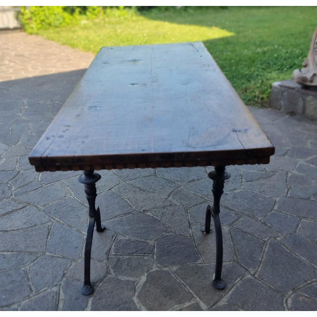 Wood Coffee Table with Walnut Top and Forged Iron Base, 1670 For Sale - Image 7 of 11