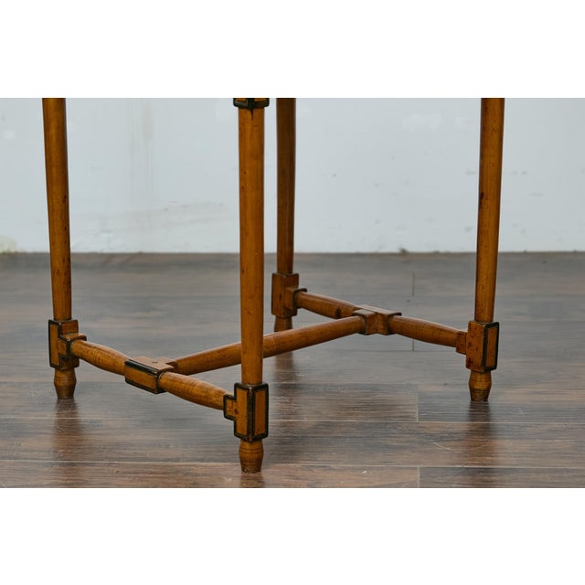 19th Century English Walnut Spice Table with Drawers and H-Form Stretcher For Sale - Image 11 of 12