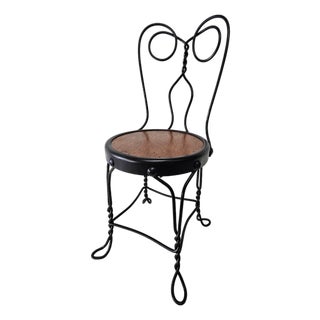 Circa 1910 American Victorian Child's Twisted Wire Chair With Original Wood Seat For Sale