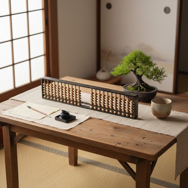 Japanese Antique Japanese Soroban Abacus-Wood Counting Frame-Meiji Taisho Office-Library For Sale - Image 3 of 11