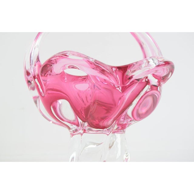 Mid-Century Czech Art Glass Basket Bowl by Josef Hospodka, 1970 For Sale - Image 6 of 9