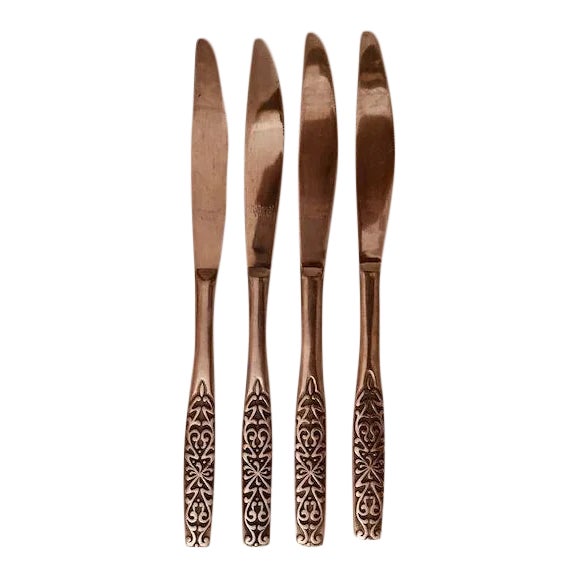 Midcentury National Stainless "Valinda" Dinner Knives S/4 For Sale