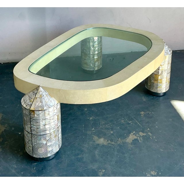 Vintage Boho Ron Seff Mother of Pearl Coffee Table For Sale In West Palm - Image 6 of 11